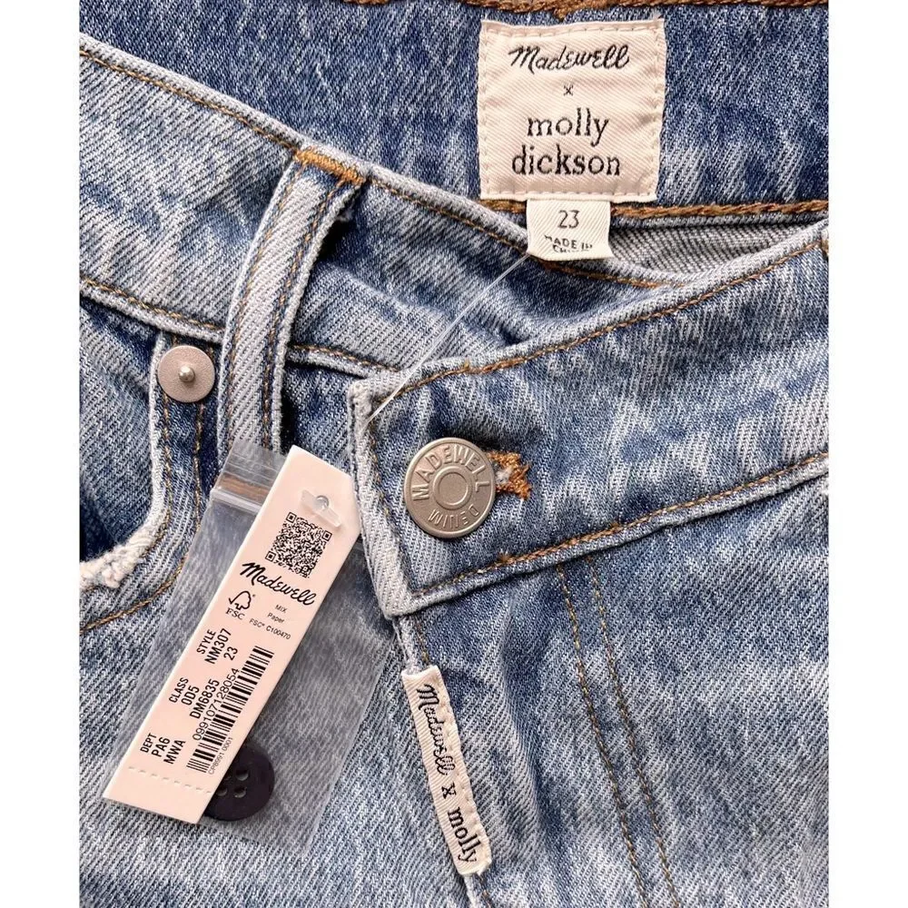 NWT Madewell × Molly Dickson Crossover Baggy Jean Shorts in Murdock Wash, 23